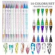 12-Color Nail Art Pen Set - DIY Nail Design Brush Kit for Drawing, Lining & Dotting