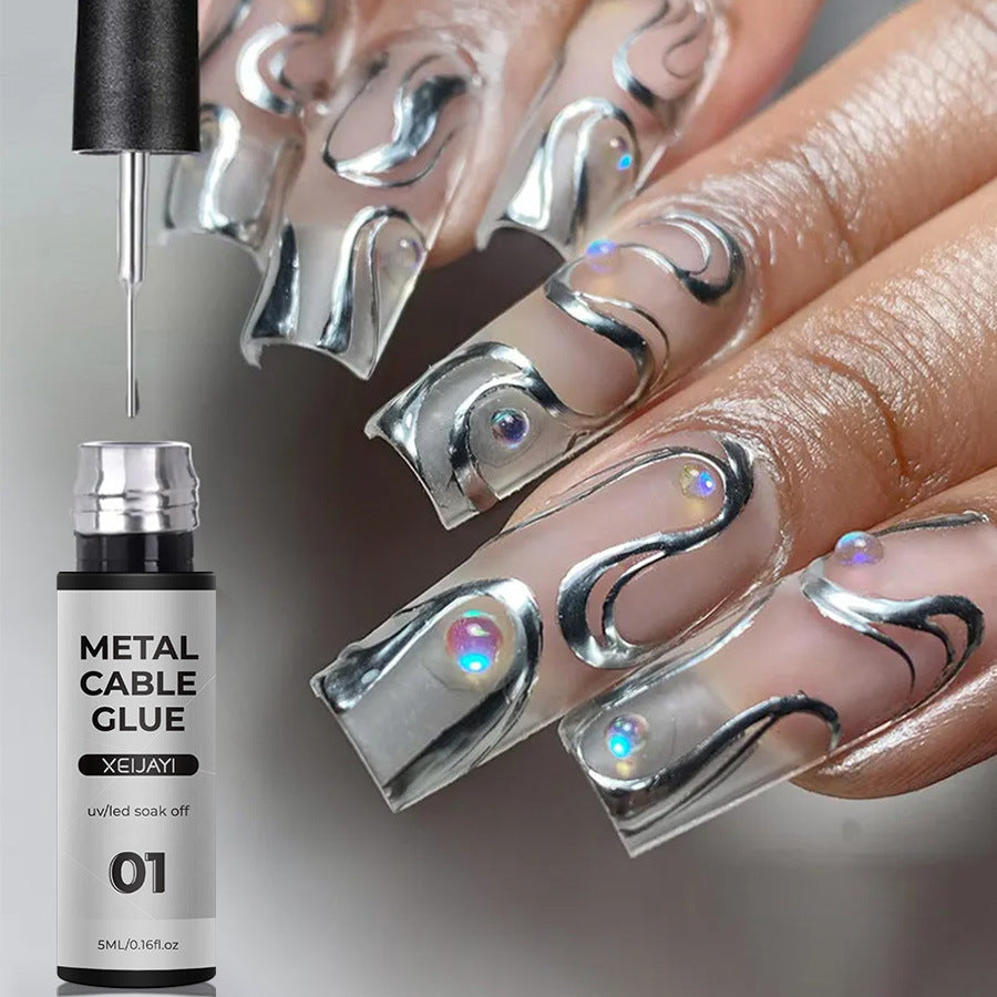 5ml Metallic Nail Line Gel - High-Density Metal Effect for Nail Art & Edge Design