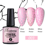 Crackle Nail Gel (3 Bases 10 Colors) - Quick-Dry UV/LED Crack Nail Polish for Stylish Ice-Crack Manicure