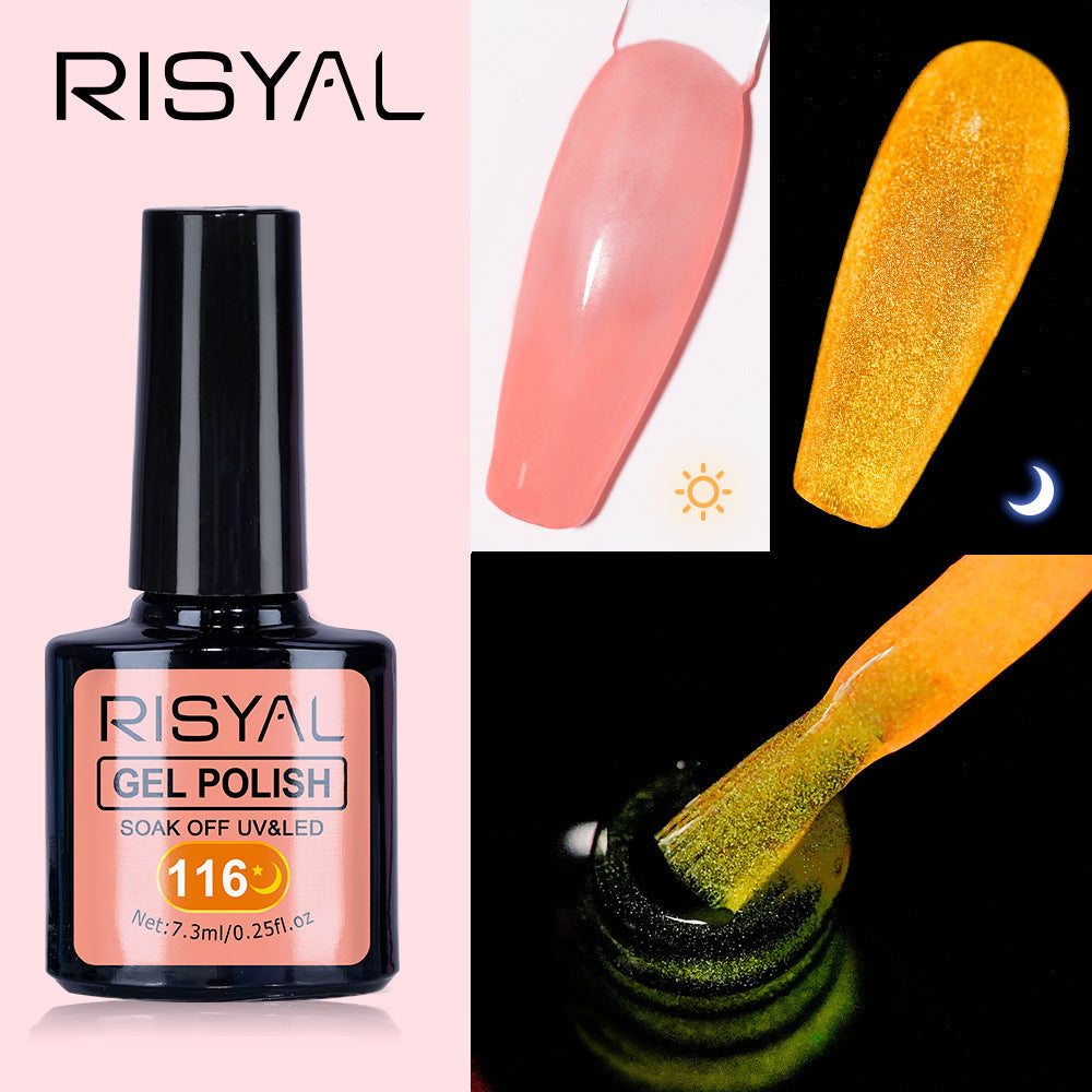 Glow-in-the-Dark Gel Polish - For Neon Star Nails, Long-Lasting Luminous Effect in Dark, 12 Colors Available