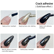 Crackle Nail Gel (3 Bases 10 Colors) - Quick-Dry UV/LED Crack Nail Polish for Stylish Ice-Crack Manicure