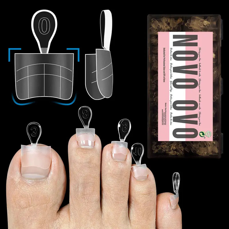 NOVO OVO 300Pcs Soft Gel Toe Nail Tips – Full Kit