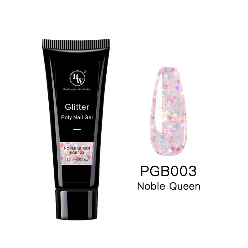 Glitter Poly Nail Gel, Extensions with Sparkle