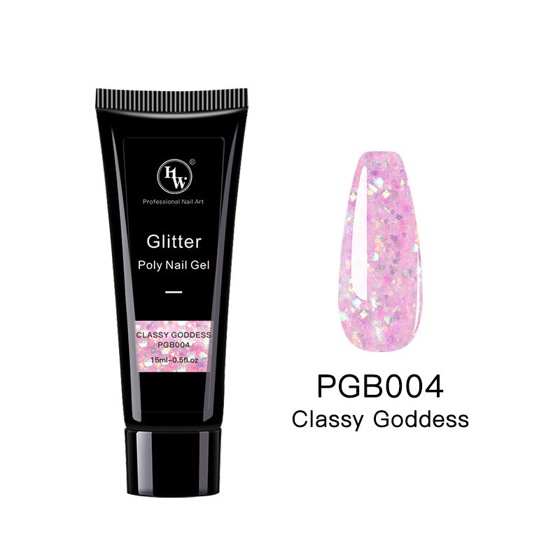 Glitter Poly Nail Gel, Extensions with Sparkle