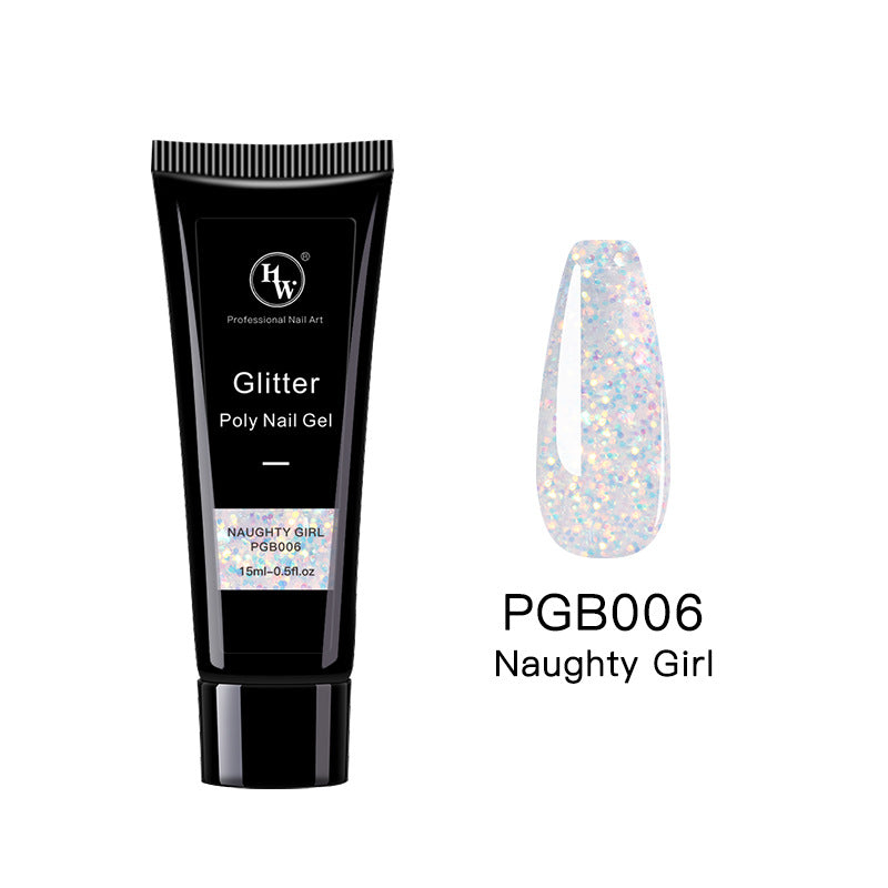 Glitter Poly Nail Gel, Extensions with Sparkle