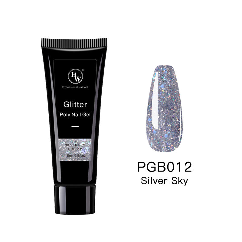 Glitter Poly Nail Gel, Extensions with Sparkle
