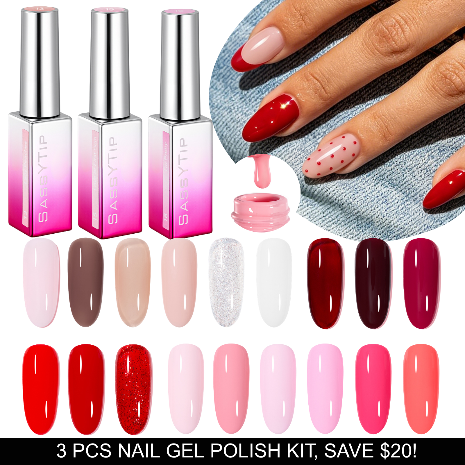 3PCs Nail Gel Polish Set