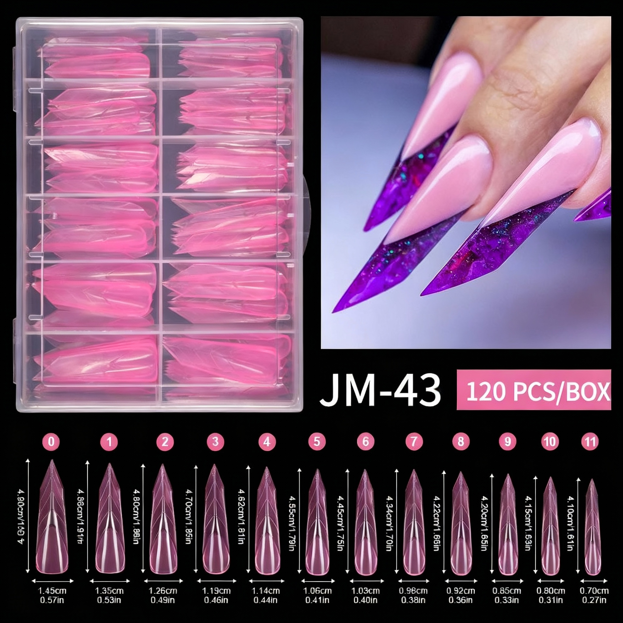 120PCS Multi-Size Nail Extension Tips Set
