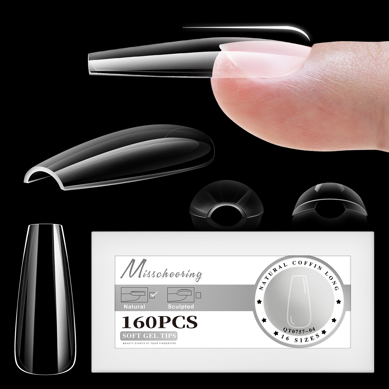 16 Sizes Semi-Matte Nail Tips — Seamless Salon-Quality Press-Ons for Trendy Nails