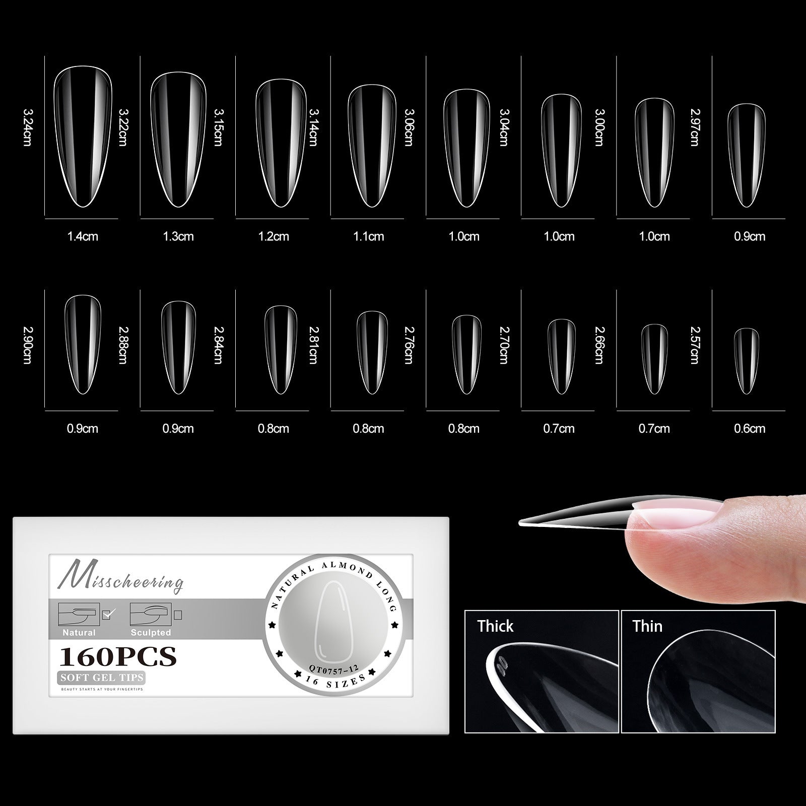 16 Sizes Semi-Matte Nail Tips — Seamless Salon-Quality Press-Ons for Trendy Nails