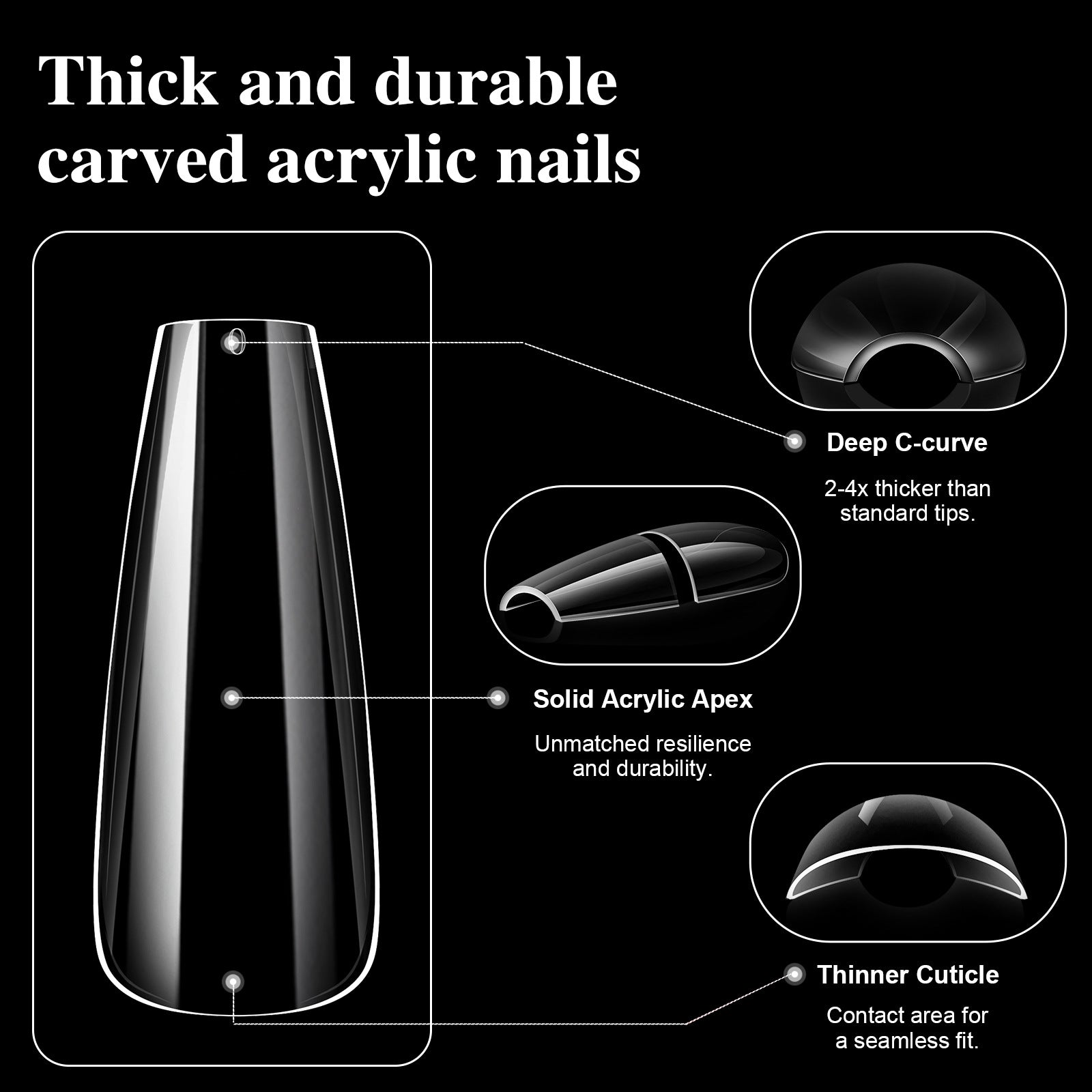 16 Sizes Semi-Matte Nail Tips — Seamless Salon-Quality Press-Ons for Trendy Nails