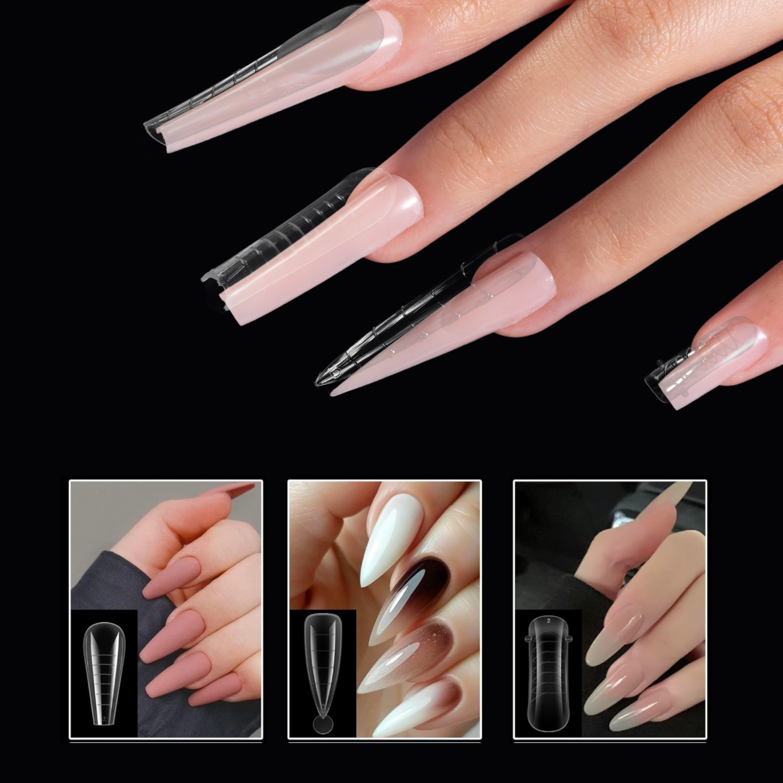 288pcs Pro Mixed Nail Forms — 12 Shapes for Every Extension Style