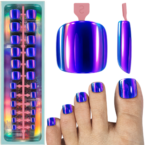 120PCS Electroplated Toenail Set – Pre-sized S/M/L