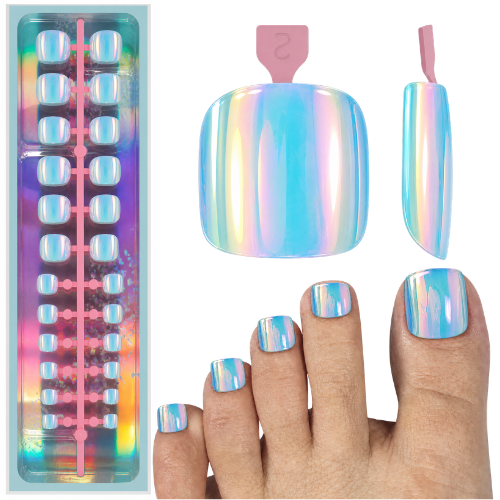 120PCS Electroplated Toenail Set – Pre-sized S/M/L