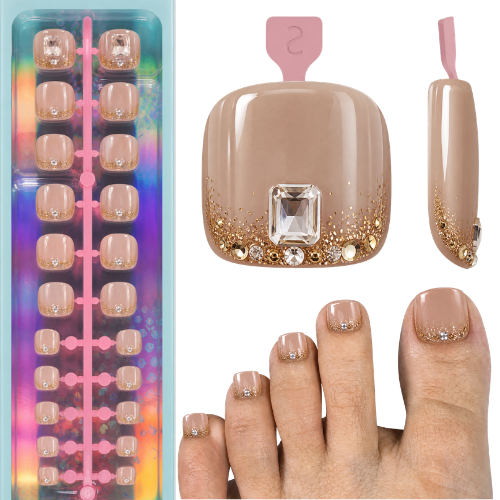 120PCS Electroplated Toenail Set – Pre-sized S/M/L