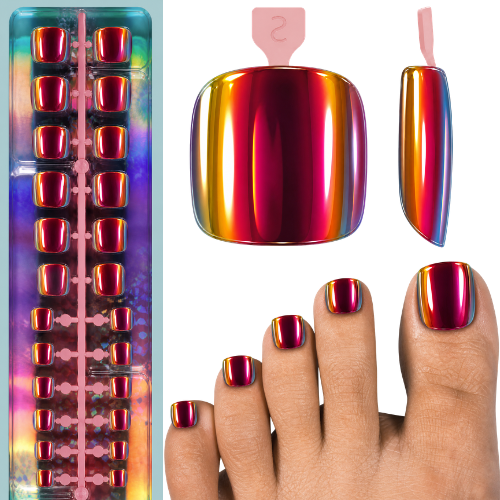 120PCS Electroplated Toenail Set – Pre-sized S/M/L
